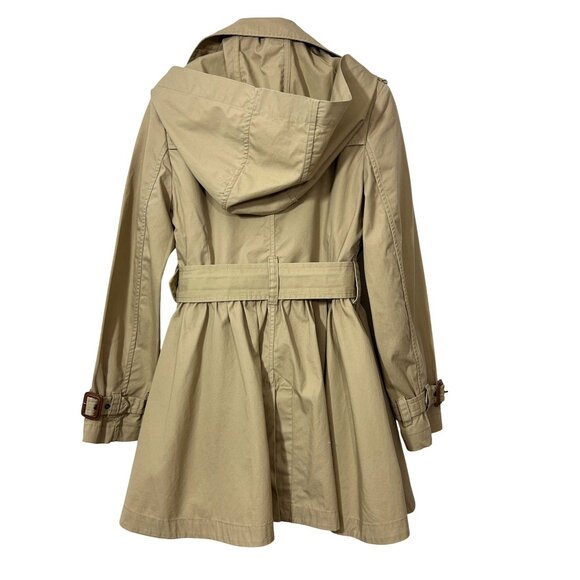 Polo Ralph Lauren Girls Trench Coat Khaki 8 Hood Epaulets Classic Belted Cotton - Picture 2 of 16
